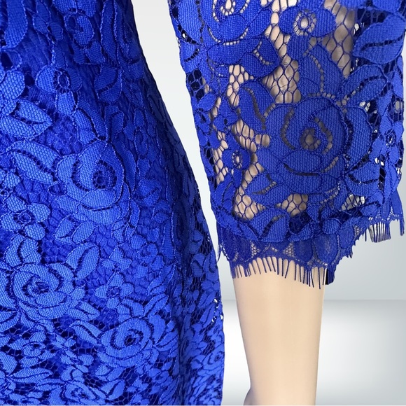 Diane Von Furstenberg Royal Blue Lace Mini Dress 6 - Picture 7 of 10